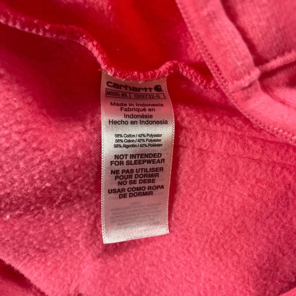 Carhartt Fleece Hooded Coverall Baby 6M Full Zip Logo Patch Pink OX9732-G